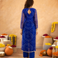 Blue Chiffon Bandhej Mirrorwork Straight Kurta