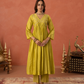 Mustard Yellow Chanderi Zari Embroidered Gathered  Kurta Set