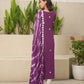 Purple Silk Embroidered Leheriya Suit Set