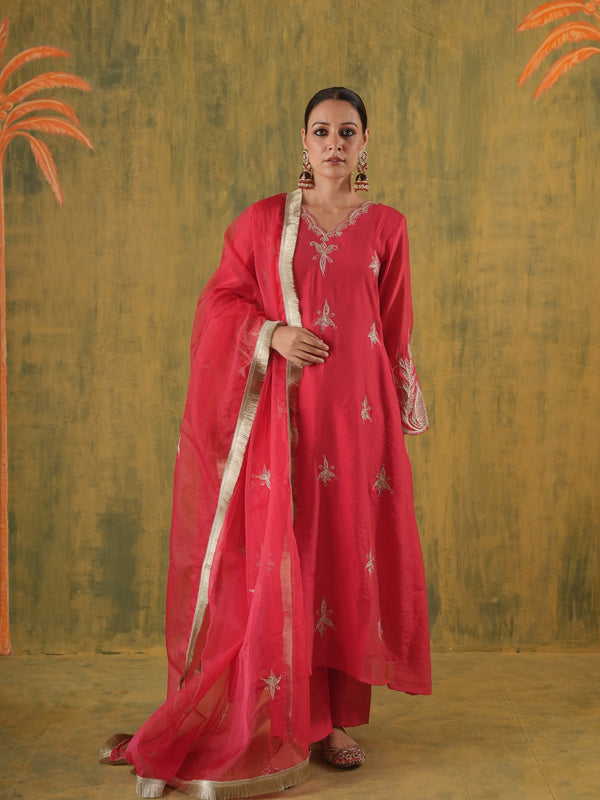 Rani Indumati Aari Embroidered Chanderi Suit Set