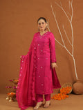 Nazakat Pink Silk Mirrorwork Suit Set