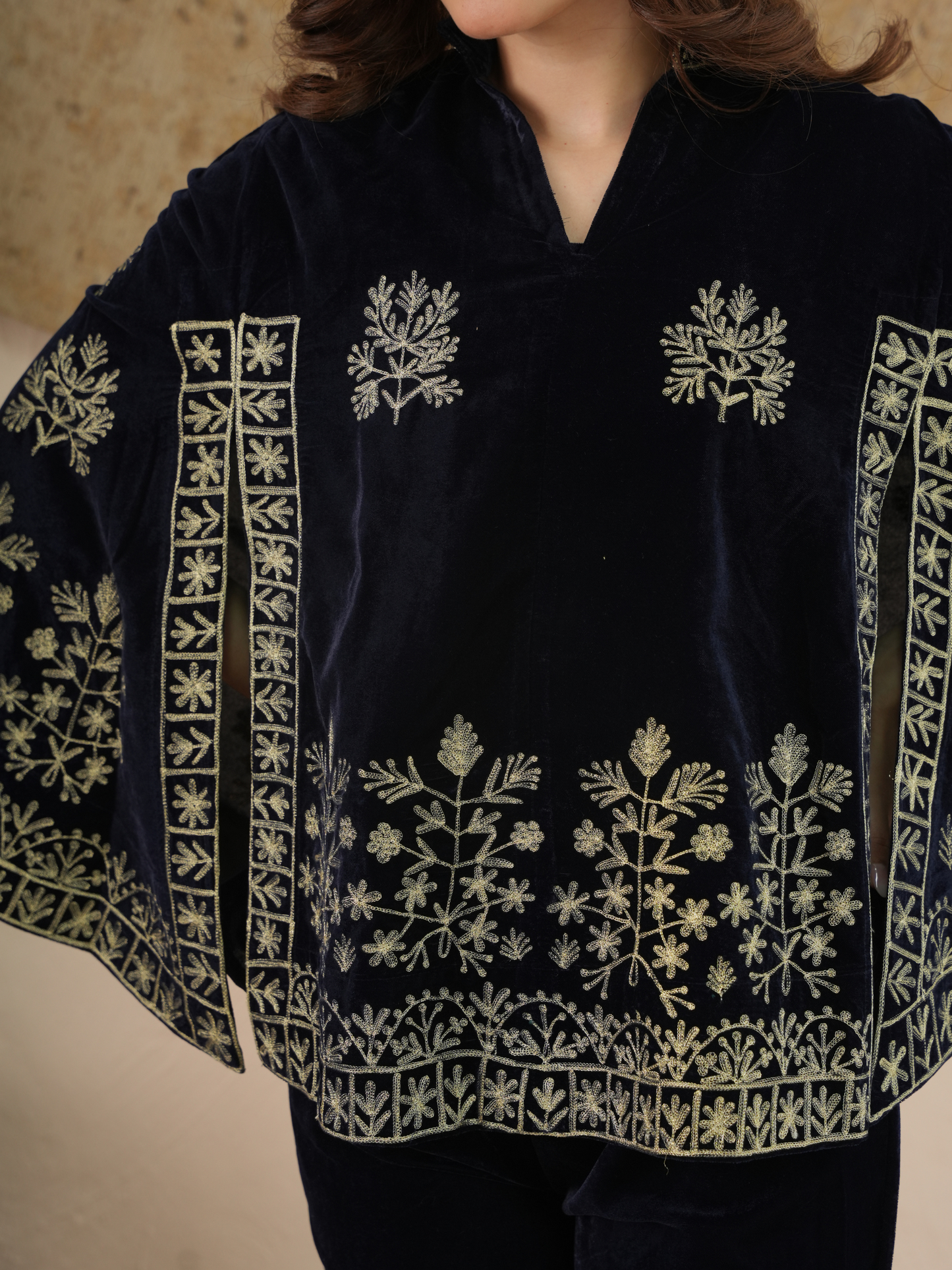 Naira Midnight Velvet Embroidered Co-ord Set