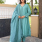 Sea Green Chanderi Lace Work Kurta Set
