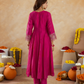 Fuchsia Pink Chanderi Embroidered Kurta Set with  Organza Dupatta