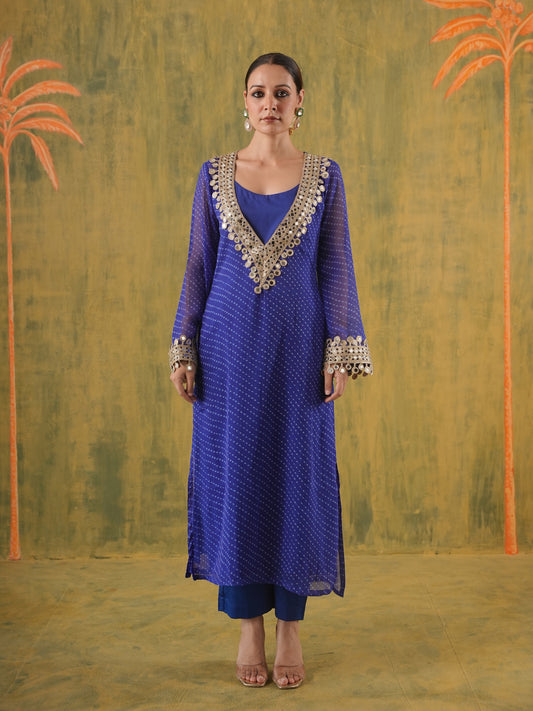 Rani Meher Blue Mirror Suit Set