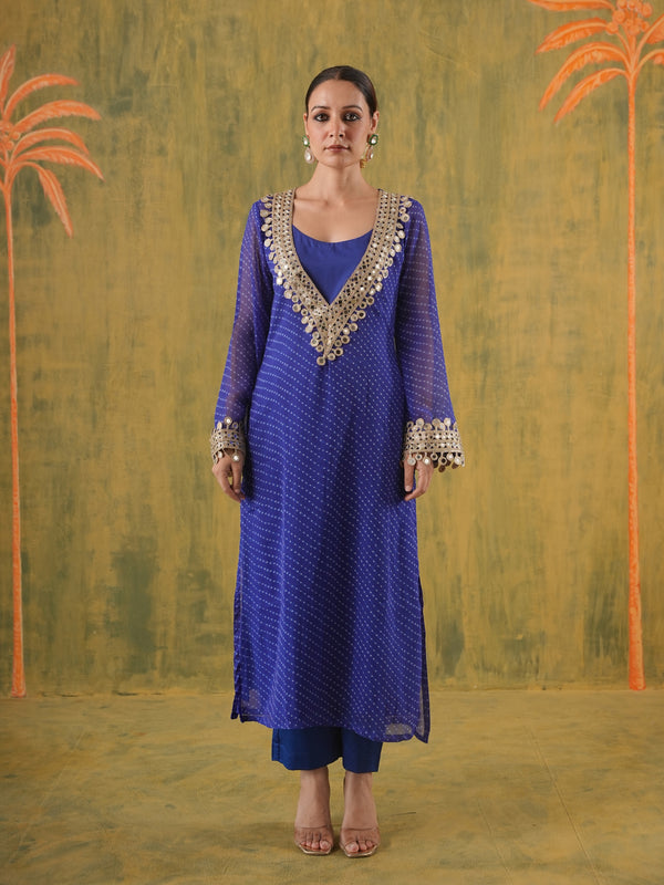 Rani Meher Blue Mirror Suit Set