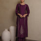 VIOLET CHANDERI AARI WORK SUIT SET
