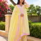 Pastel Yellow Chanderi Lace Work Kurta Set
