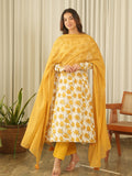 Sunlit Mustard Cotton Print Suit Set