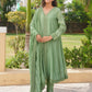 Pista Chanderi Lace Work Kurta Set
