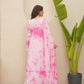 Pink Silk Shibori Mirror  Work Staright Suit Set