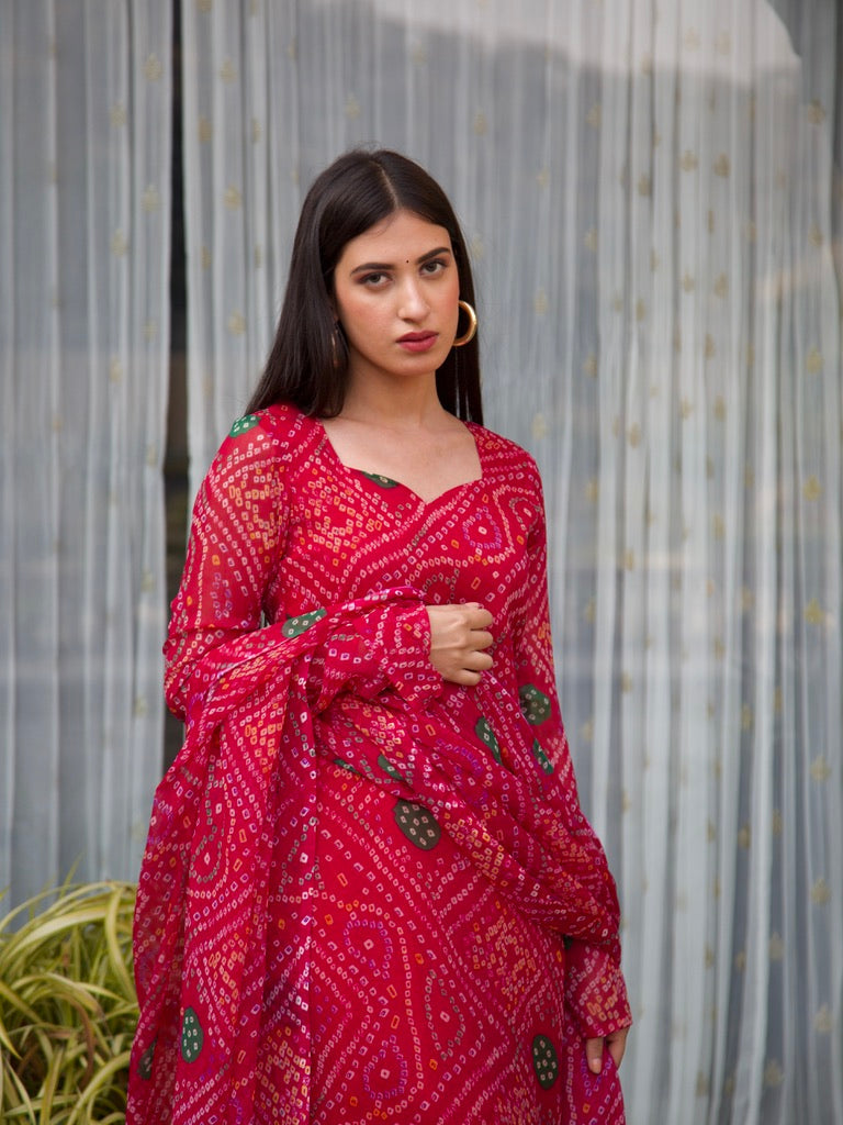 Barkha Pink Bandhani Set