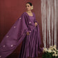 CHAAND PURPLE CHANDERI AARIWORK FLORAL SUIT SET