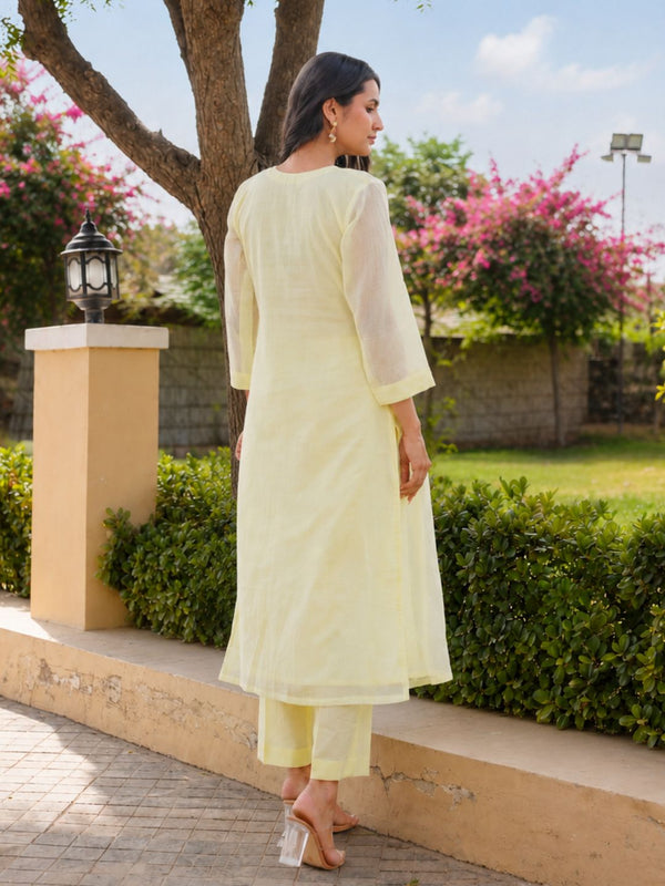 Yellow Marigold Handwork Doria Kurta Set