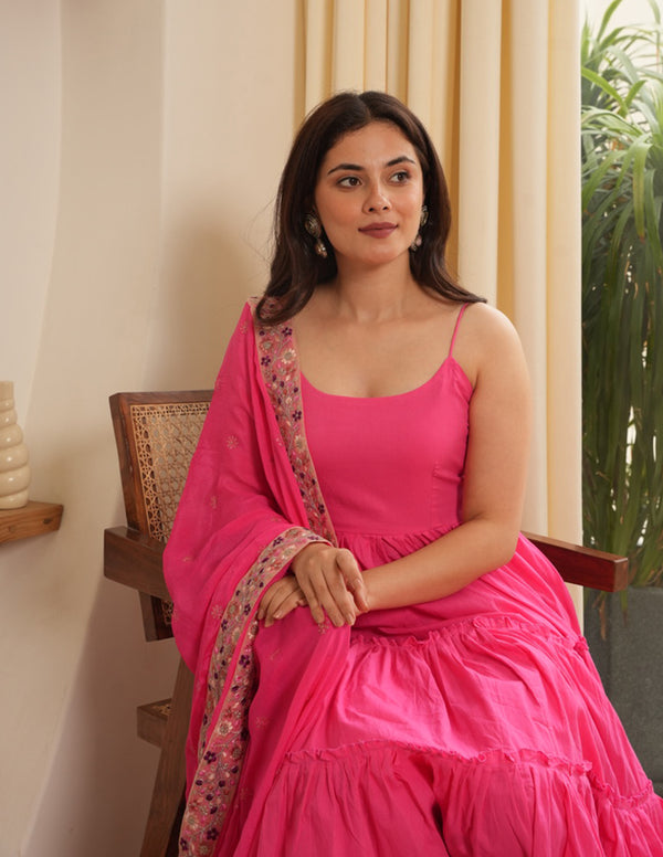 Ariel Pink Cotton Flare Suit Set