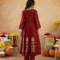 Maroon Floral Aari Embroidered Anarkali Set