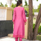Rose Pink Floral Handwork Chanderi Kurta Set