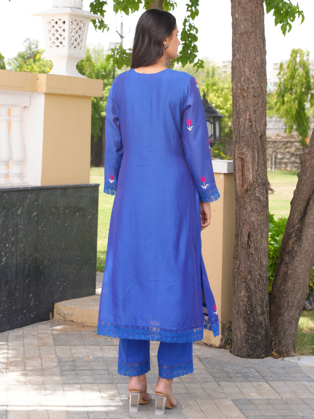 Tulip Tale Royal Blue Chanderi Kurta Set