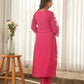 Ruby Bloom Hand-Painted Chanderi Kurta Set with Pearl Work