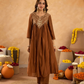Brown Chanderi Aari & Handwork Gathered Kurta Set