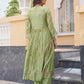 Pista Flora Chanderi Angrakha Kurta Set