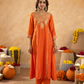 Rust Brown Chanderi A- Line Suit with Aari and Sequnce Work  Detailing