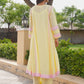 Pastel Yellow Chanderi Lace Work Kurta Set