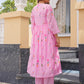 Pink Daisy Chanderi Angrakha Kurta Set