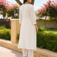 Off White Petal Handwork Chanderi A-Line Kurta Set