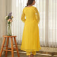 Lemon Yellow Hand Paint Soft Organza Suit Set