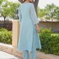 Powder Blue Floral Handwork Chanderi Kurta Set