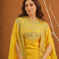 Parizet Yellow Zariwork Sharara Jacket Set