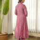 Mauve Pink Embroidered Chanderi Kurta Set with Pants & Dupatta