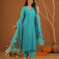 Mayaaz Sky Chanderi With Handpaint Dupatta
