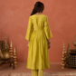Mustard Yellow Chanderi Zari Embroidered Gathered  Kurta Set