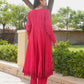 Ruby Bloom Floral Aari Work Chanderi Kurta Set