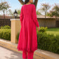 Ruby Bloom Floral Aari Work Chanderi Kurta Set