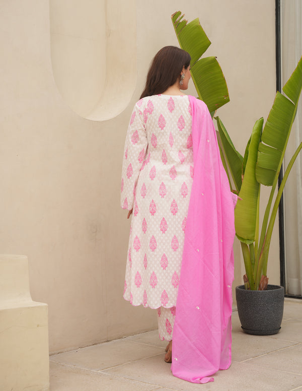 Soa Pink Block Print Cotton Suit Set