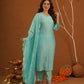 Noormahal Sky Chanderi Aariwork Suit Set