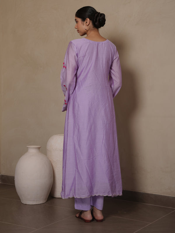 CAMELLIA PURPLE CHANDERI EMBROIDERY SUIT SET