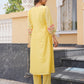 Sunflower Floral Aari Work Chanderi Kurta Set