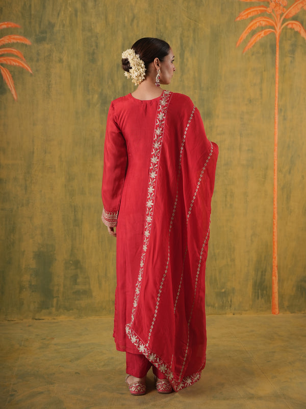 Rani Gulaab Silk Aari Embroidery Suit Set