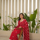 Red Silk Embroidered Leheriya Suit Set
