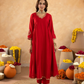 Red Hand Embroidered Chanderi Gathered Kurta Set with  Sequin Dupatta