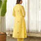 Lemon Yellow Embroidered Chanderi Kurta Set with Pants & Dupatta
