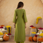 Green Handcrafted Chanderi Mirrorwork Straight Kurta Set
