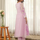 Mauve Blossom Hand Paint Soft Organza Suit Set
