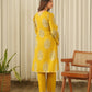 Mustard Bloom Screen Print Cotton Suit Set