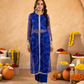 Blue Chiffon Bandhej Mirrorwork Straight Kurta