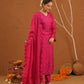 Nazakat Pink Silk Mirrorwork Suit Set